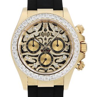 勞力士Cosmograph Daytona Bezel Diamond 8P 鑽石 116588TBR 黑色漆面 Pavé 鑽石